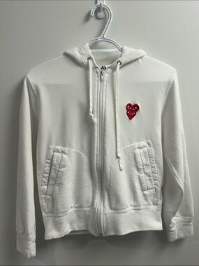 Comme des Garçons PLAY White Hoodie with Double Heart Logo